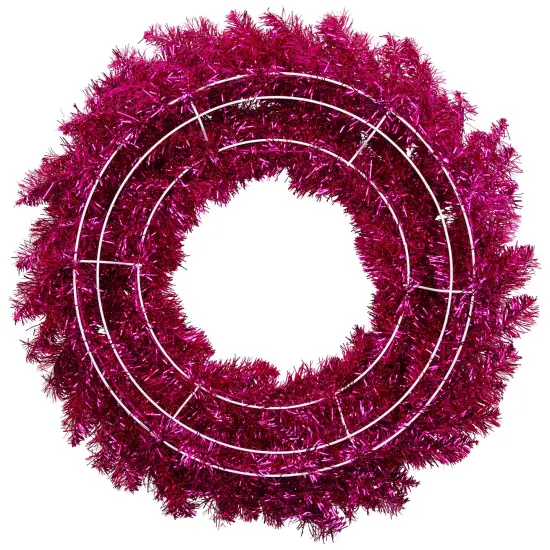 Northlight Metallic Tinsel Artificial Christmas Wreath - 24" - Dark Pink - Unlit {6}