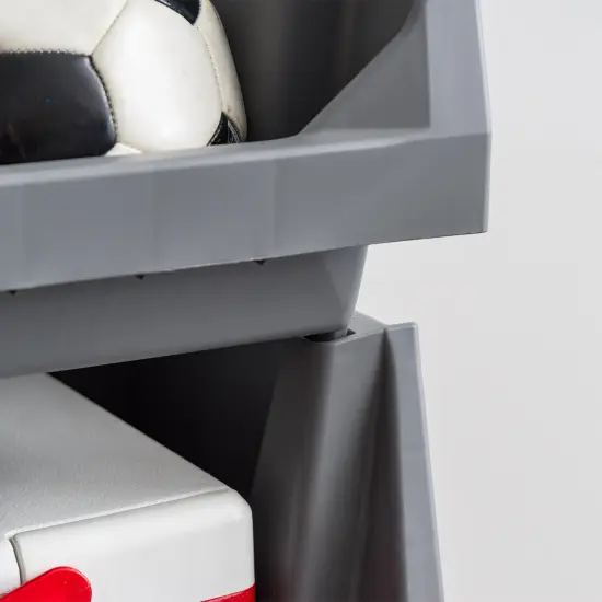 IRIS USA Medium Stackable Storage Bins Open Front, Heavy Duty Garage Organization, Gray - 1 Pack {5}