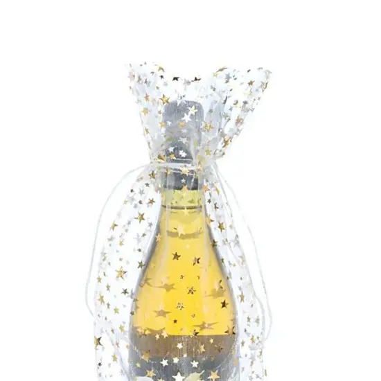Star Print Organza Wine Bags Elegant 6.5" x 15" {3}