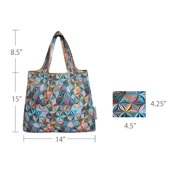 Wrapables Foldable Tote Nylon Reusable Grocery Bag (Set of 2), Star Pattern {2}