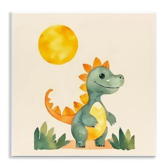 Stupell Industries Happy Dinosaur & Sun Wall Plaque Art Design by Andrea Haase {1}