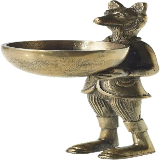 Accent Decor Eric and Eloise Collection 12-inch Brass Figurine with Bowl, Fox {1}