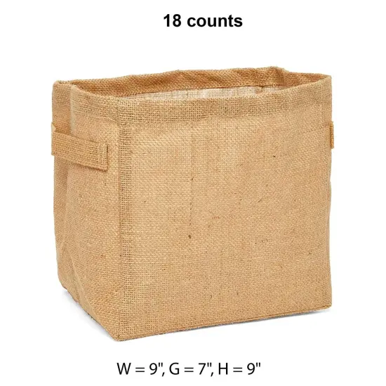Burlap Canvas Storage Basket 9" x 7" x 9" Spacious and Sturdy {1}