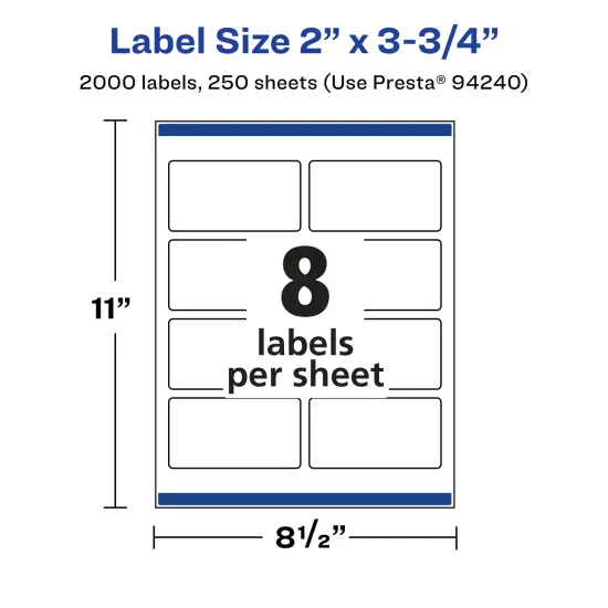 Avery Matte White Rectangle Labels, 2" x 3.75" {5}