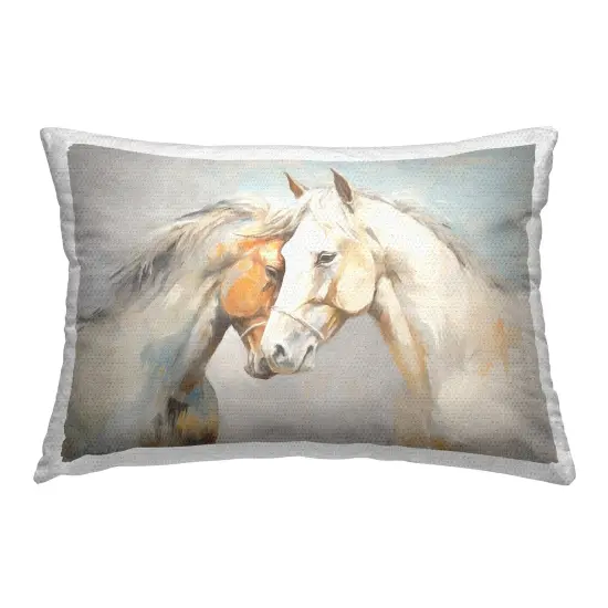 Hugging Horse Pair Design by Ramona Murdock Outdoor Printed Pillow  {1}