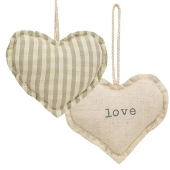 Love & Stripe Fabric Heart Ornament 2 Asstd. {1}