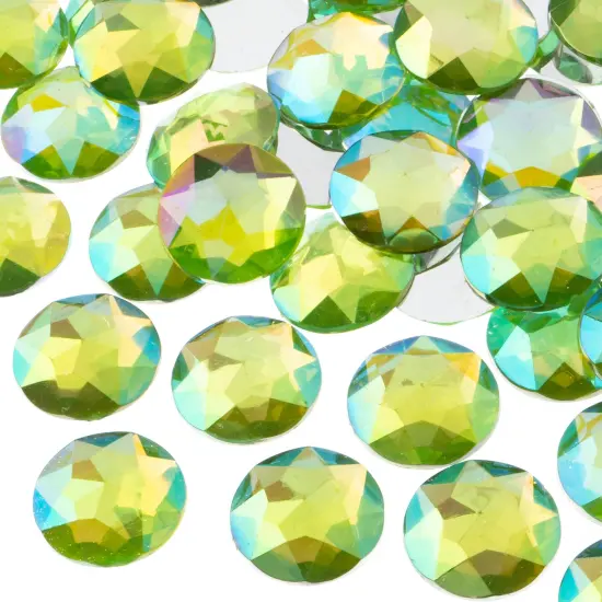John Bead 20mm Round Acrylic Flat Back Rhinestones, 200pcs Peridot AB {1}