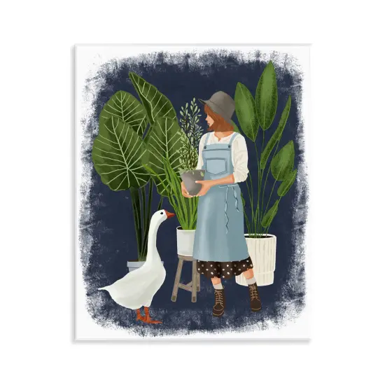 Stupell Industries Gardner Girl with Goose Wall Plaque Art Design by Saba Rauf {1}