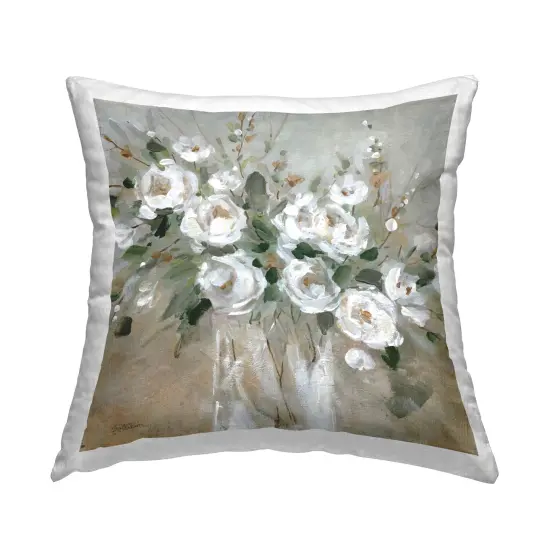 White Rose Party Bouquet Decorative Printed Throw Pillow Design by Carol Robinson, 18 x 7 x 18 {1}