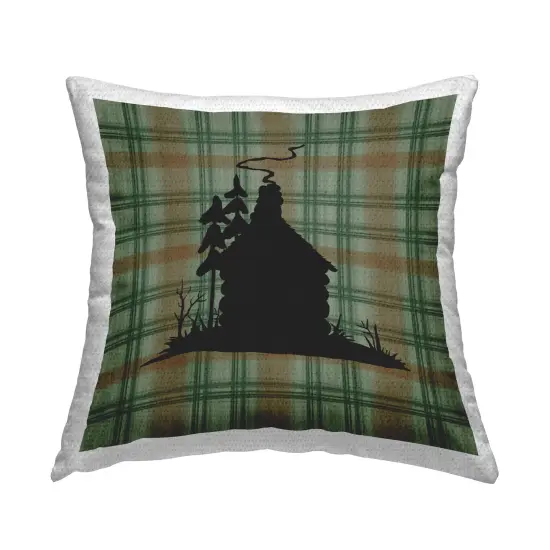 Green Plaid Cabin Design by Jacki Frerichs Outdoor Printed Pillow  {1}