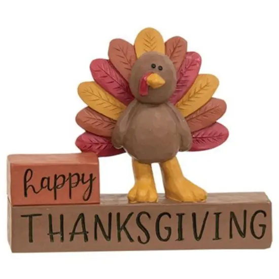 Happy Thanksgiving Resin Block With Turkey {1}