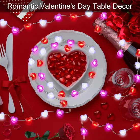 Valentines Day Decor 10FT 30 LED Valentine's Day Lights with Timer, Red Pink White Heart Lights String Battery Operated, 8 Modes Valentines Decorations Heart Fairy Lights Romantic Decor Home Bedroom {2}