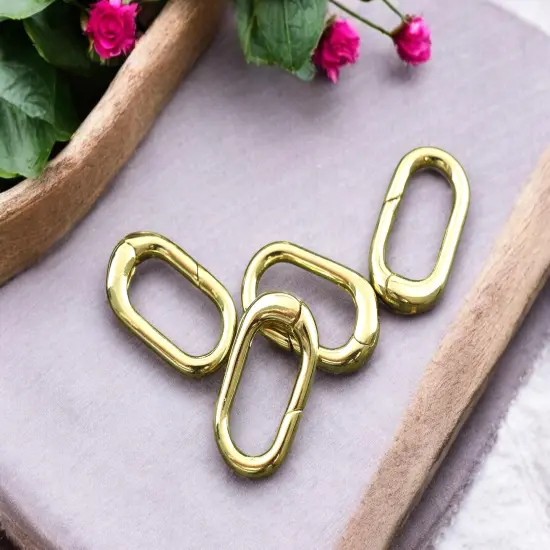 *5* 18x10x3mm 18k Gold Plated Oval Spring Ring Clasps {1}