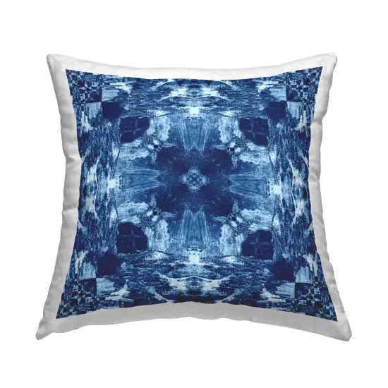 Blue Mirrored Symmetry Decorative Printed Throw Pillow Design by El Perkin, 18 x 7 x 18 {1}