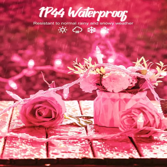 Pink Christmas String Lights, 50 Count 12 Feet Incandescent Bulb Mini Valentine's Lights, Waterproof Pink Lights for Indoor Valentine's Day Garland Wedding Party Festival Xmas Tree Decoration {5}