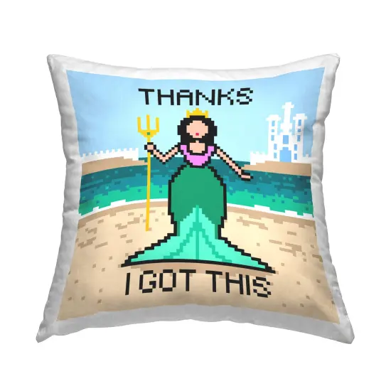 I Got This Pixel Mermaid Decorative Printed Throw Pillow Design by Grace Popp, 18 x 7 x 18 {1}