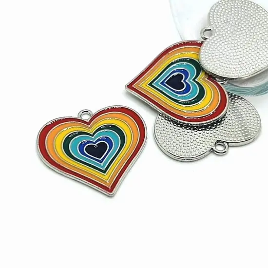 1, 4, 20 or 50 Pieces: Rainbow Heart, LGBTQ+ Charms {1}