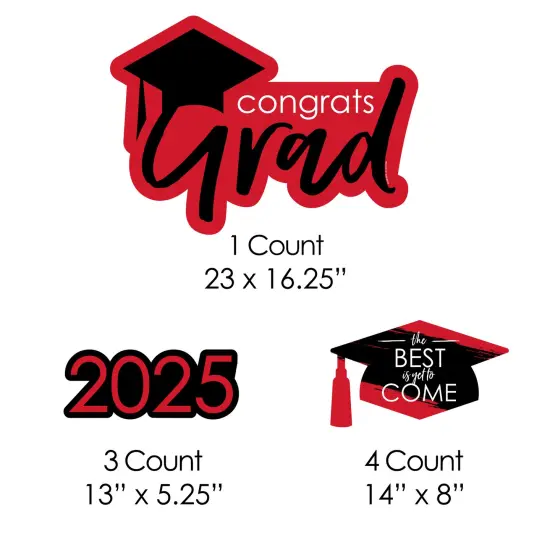 Big Dot of Happiness Red Grad Class of 2025 Outdoor Decorations - Graduation Yard Signs - Set of 8 {7}
