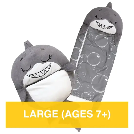 Happy Nappers: Pillow & Sleepy Sack: Medium - Grey Shark - 54 x 20", 2-In-1: Plush Animal Opens Into Sleeping Bag, Soft Play & Nap Character, Kids 3+ {5}