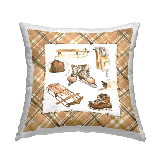 Plaid Winter Sports Outdoor Printed Pillow Design by Geoff Allen, 18 x 7 x 18 {1}