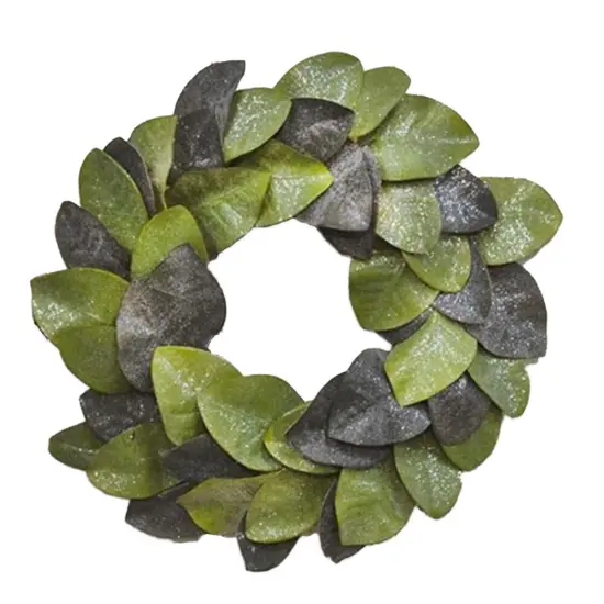 Vintage Glitter Magnolia Leaves Wreath 22" {1}
