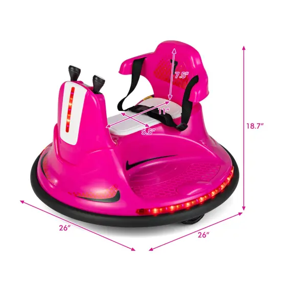 12V Kids Ride On Bumper Car with Remote Control Lights and Music Pink {6}