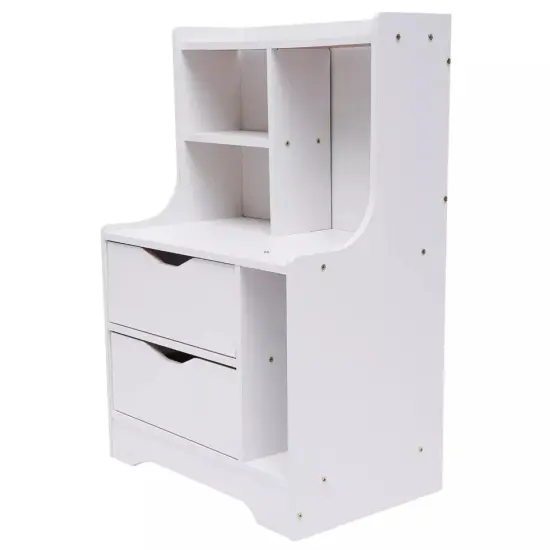 Modern End Side Table Bedroom Bedside Nightstand Cabinet With 2 Storage Drawers {1}