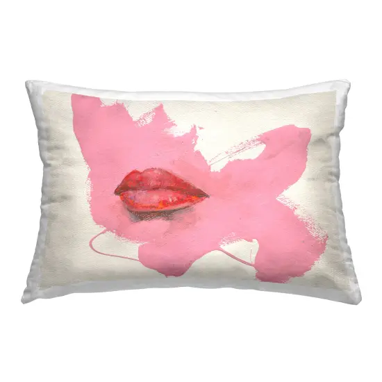 Red Lips on Pink Decorative Printed Throw Pillow Design by Daniel Houston, 14 x 7 x 20 {1}