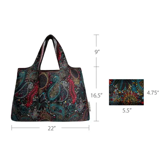 Wrapables Large Foldable Tote Nylon Reusable Grocery Bags, Cosmic Paisley {2}