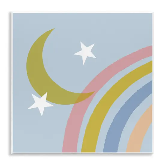 Stupell Industries Rainbow And Moon Shape Wall Plaque Art Design by Tina Finn {1}