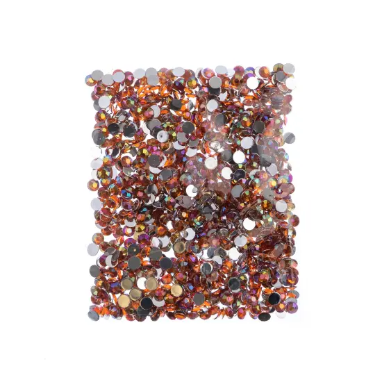 John Bead 6mm (SS28) Round Acrylic Flat Back Rhinestones, 1000pcs Orange AB {4}
