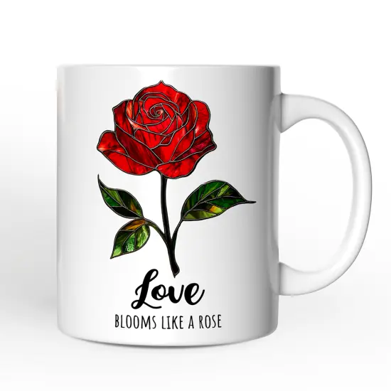 Rose Stained Glass Style Mug, Love Blooms Like a Rose {3}
