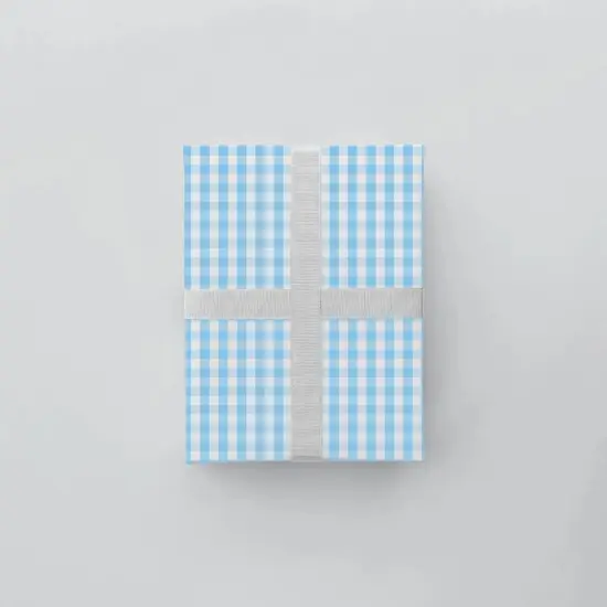 Light Blue Vintage Gingham Gift Wrap {4}