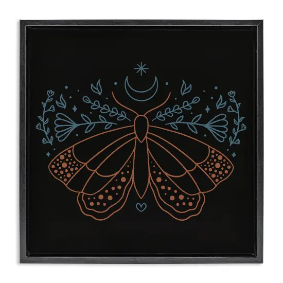 Stupell Industries Celestial Moth Florals Framed Floater Canvas Wall Art Design by Ahmed Sameh Hussein {1}