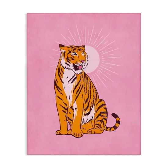 Stupell Industries Preppy Tiger on Pink Canvas Wall Art Design by Nataly White {1}