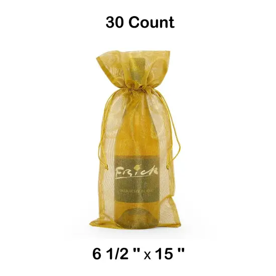 Elegant Metallic Fabric Wine Bags 6.5" x 15" {1}