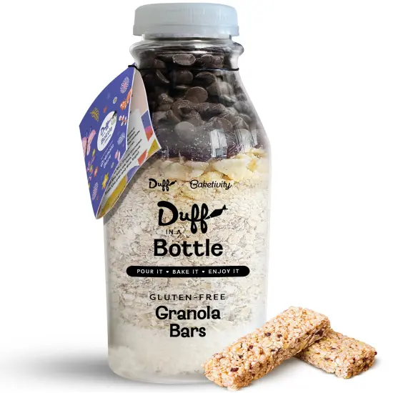 Baketivity Chocolate Granola Mix- Duff in a Bottle Granola Bar Baking Kit for Kids and Adults - Premeasured Ingredients like Oats, Banana Chips, Vanilla Sugar, Unsweetened Coconut, and Chocolate Chips {1}