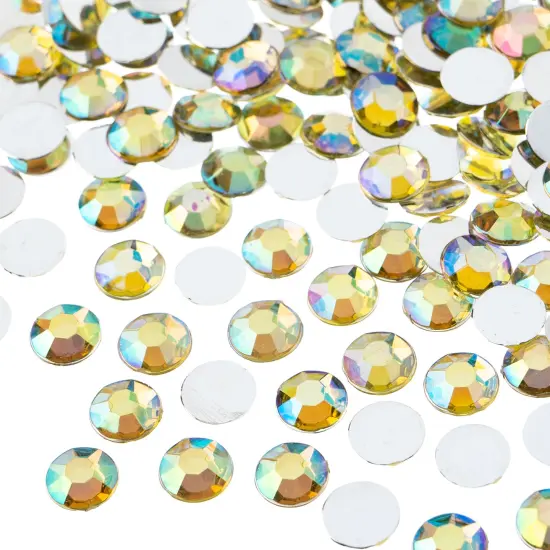 John Bead 8mm (SS39) Round Acrylic Flat Back Rhinestones, 1000pcs Yellow AB {1}