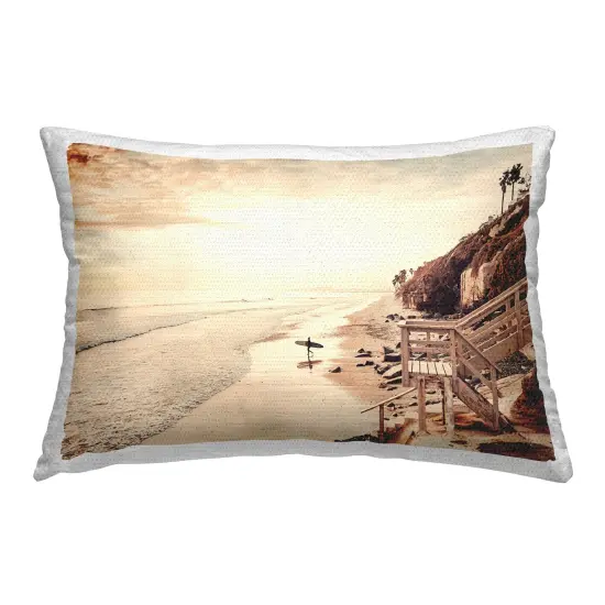 Sunset & Surf Landscape Outdoor Printed Pillow Design by Sisi and Seb, 14 x 7 x 20 {1}
