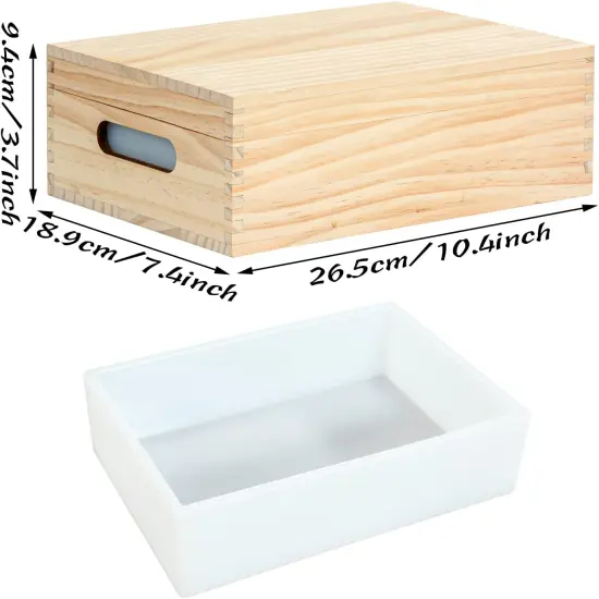 Rectangle Soap Molds for Soap Making, 2.2L/77oz Silicone Soap Making Mold with Wooden Box and Lid for DIY Handmade Soap Making {2}