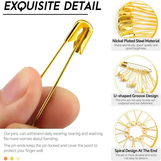 150Pcs Gold Safety Pins 3 Different Sizes, a Total of 300pcs DIY Colored Beads and 78pcs Letter Beads {3}
