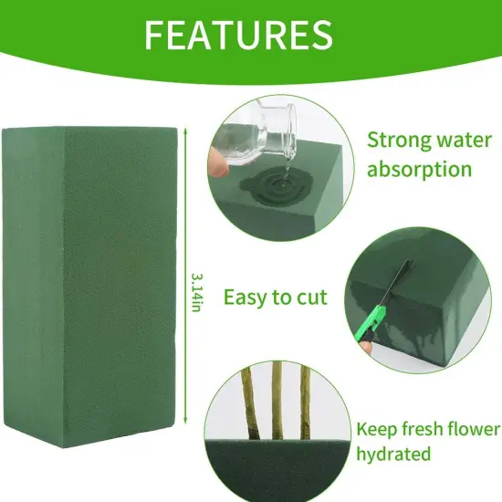 Floral Foam Bricks,Florist Foam Green Wet Blocks Supplies for Flower Arrangement DIY Craft,Pack of 10 {3}