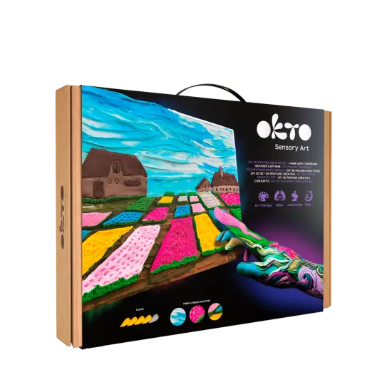 OKTO Sensory Art 3D Painting &ldquo;Flower Beds in Holland&rdquo; &ndash; 11.8&rdquo; x 15.7&rdquo; Canvas Kit {1}