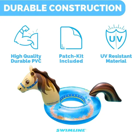 Swimline Inflatable Hobby Horse Glitter Swimming Pool Ring - 60" Multi {6}