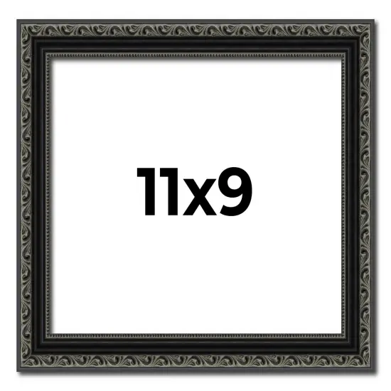 Photo Size Antique Black Picture Frame - UV Acrylic, Foam Board Backing, Hanging Hardware {1}