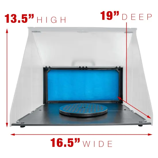 Portable Hobby Airbrush Spray Booth Kit with Exhaust Extension Hose (Extends up to 5.6 Feet) and 7.5 in. Diameter Revolving Turntable {4}