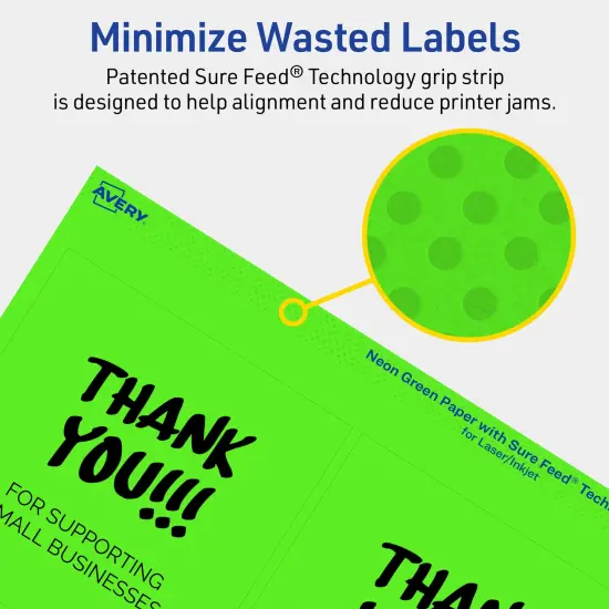 Avery Neon Green Paper Labels, 4" x 4" Square {4}