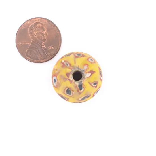 The Bead Chest Yellow Mosaic Jatim Java Bead (Single Bead, 20mm) {2}