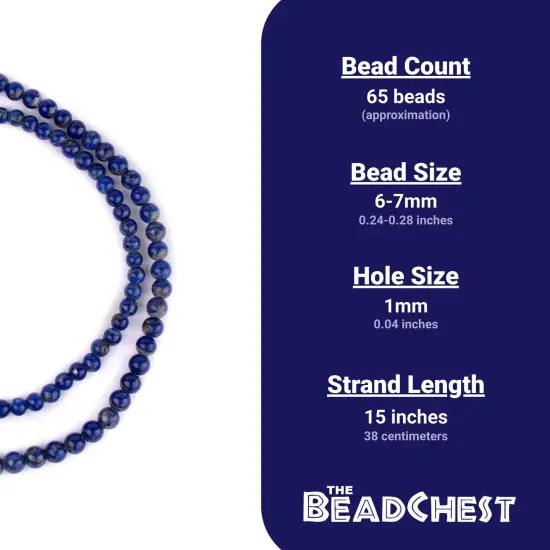 The Bead Chest Natural Round Lapis Lazuli Beads (6mm) from Afghanistan {4}