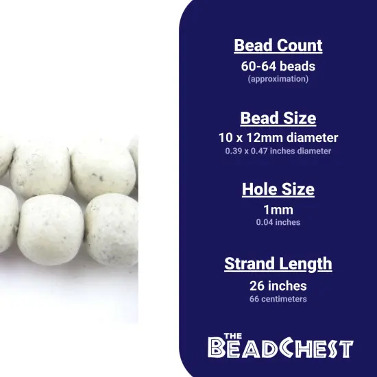 The Bead Chest Moroccan Pottery Beads, White, Round: Genuine North African Berber Tribal Beads for DIY Jewelry Making and More {3}